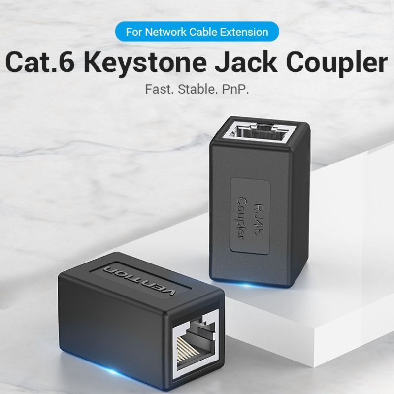 Adaptador Conector RJ45 Vention IPVB0/ Cat.6 FTP/ RJ45 Hembra - RJ45 Hembra/ Negro-0